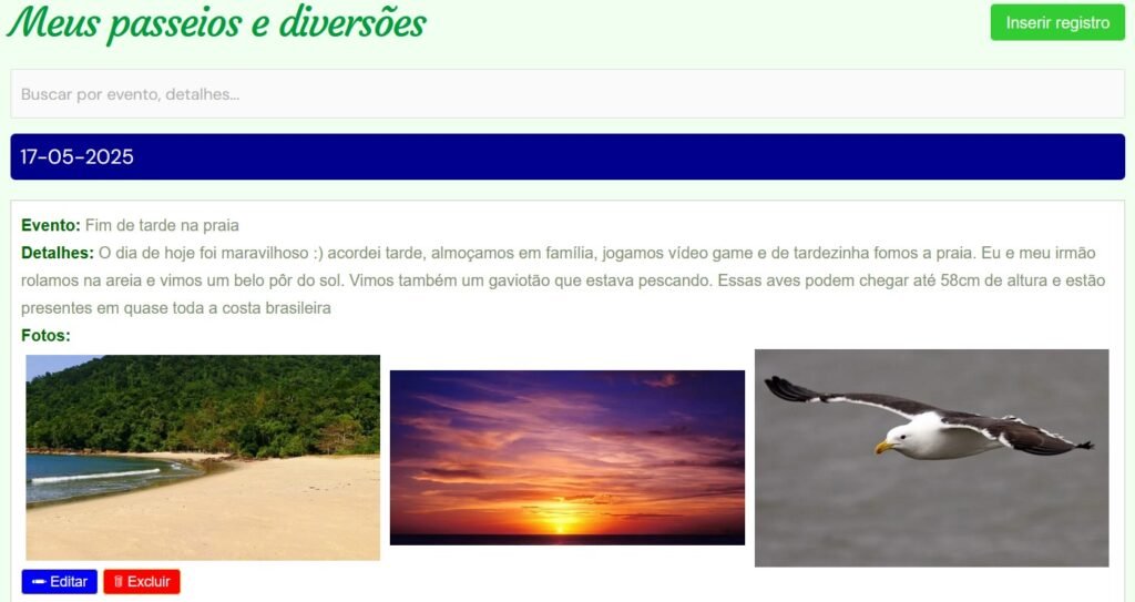 Meus Passeios e diversões